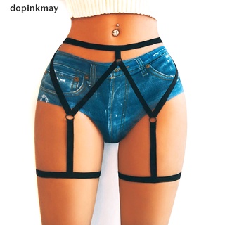 Dopinkmay Womens Sexy Elastic Garter Belt Bondage Leg Harness Pantie Lingerie High Waist MX