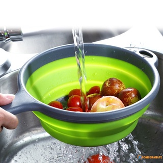 1PC plegable de silicona colador de plástico colador cesta de drenaje de frutas verduras lavado colador plegable escurridor con mango