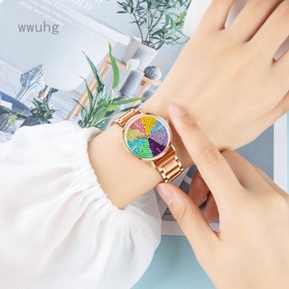 Fashion Colorful Rhinestone Dial Dress Women Quartz Wristwatches Waterproof Ladies Female Watch Clock