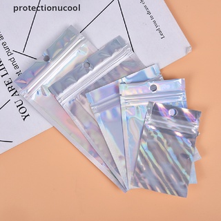 pcmc 10 bolsas iridiscentes con cierre de cremallera, plástico cosmético, láser holográfico, bolsas de cremallera