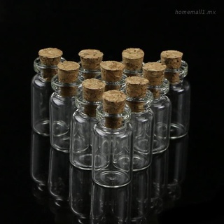 10 pzs Mini Vial de botella de cristal con tapón