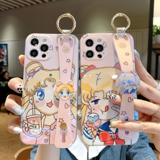 Funda para iPhone de dibujos animados lindo de Sailor Moon ((con soporte para teléfono)) es adecuada para la funda blanda iPhone 11pro max xs max xr 7plus 8plus 12pro max (1)