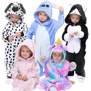 Franela embudo de una pieza unicornio pijamas Onesie/Blue Stitch/Animal masculino bebé/ropa de dormir (2)