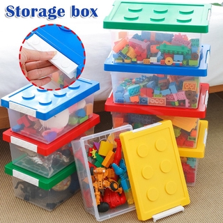 caja de almacenamiento de plástico apilable de plástico caja de juguetes con tapa para almacenamiento bloques de construcción bolas rompecabezas