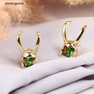 [ngo] pendientes de cristal verde dorado color loki casco stud pendientes tendencia personalidad pendientes.
