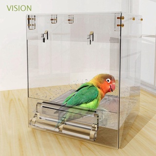 visión pet birdbath canary caja de baño de pájaro baño para jaula periquitos colgante tortolitos ducha sin fuga acrílico loro bañera/multicolor