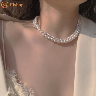 Collar De Perlas De Doble Capa Elegante Estilo Ins Vintage Cadena Simple Para Las Mujeres Accesorios De Joyería De Moda (1)