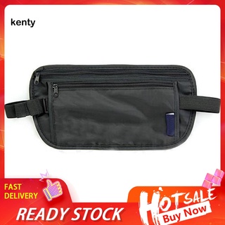 kt_ unisex seguridad de viaje negro con cremallera dinero bum bolsa pasaporte cintura cinturón bolsa