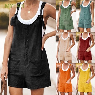 MYEAH Summer Romper Casual Playsuit Jumpsuit Women Pocket Shorts Dungarees Loose Overalls Bib Pants/Multicolor
