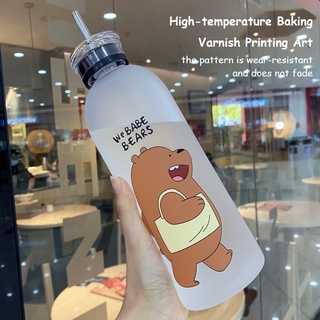 [en stock] 1000ml panda botella de agua con paja a prueba de fugas taza lindo oso botella de agua