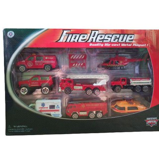 Bombero juguete coche contenido 8 piezas Die Cast Fire Resuce juguetes coche juguetes