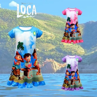 Disney Pixar película de dibujos animados Luca Cosplay disfraz de niña pijamas vestido de niñas falda vestido de regalo para niña hogar ropa casual Banners