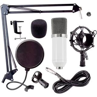 Kit Microfono Condensador Unidireccional para PC Gamer BM700 Blanco Audiotek