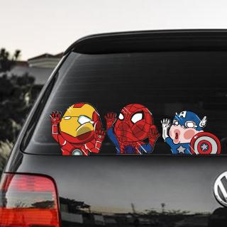 divertido de dibujos animados marvel vengadores super héroe coche pegatina superman spiderman golpeó la ventana pegatina