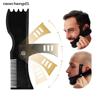 newchangd 5 en 1 hombres barba moldeando plantilla peine giratorio barba peine belleza herramienta