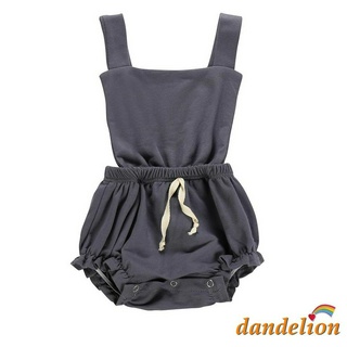 DANDELION-Baby Romper, Solid Color Square Neck Sleeveless Bodysuit Playsuits , Light