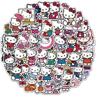 50 pegatinas de carácter coreano lindo de hello kitty, pegatinas de equipaje portátil impermeable diy (4)