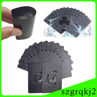 Más nuevo creativo impermeable negro plástico juego de cartas juegos de cartas Poker 87x57mm estilo 1