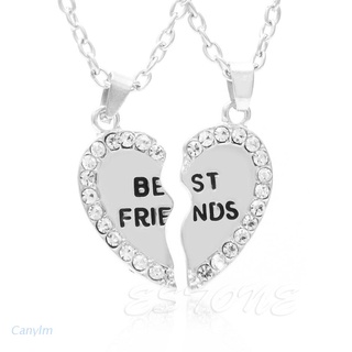 canylm 1 par de diamantes de imitación de medio amor corazón colgante best friends collar amistad regalo