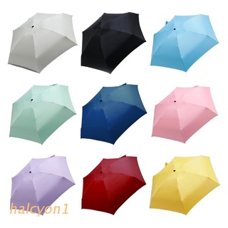 halcy creative mini compacto bolsillo plano paraguas con 6 costillas viaje ligero lluvia sol protección uv manual cápsula al aire libre plegable parasol