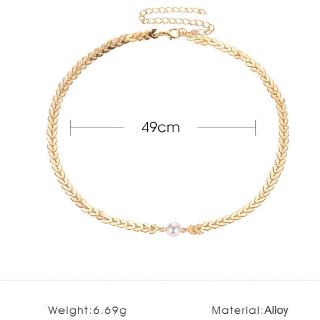 collar kalung mujer europea y americana temperamento moda perla pescado hueso cadena nuevo lentejuelas collar corto (2)