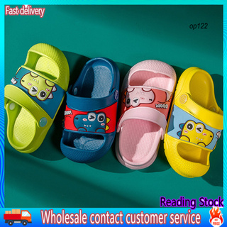 OP_1 Pair Baby Slippers Cartoon Dinosaur Pattern Anti-skid Breathable Baby Unisex Open Toe Sandals for Summer