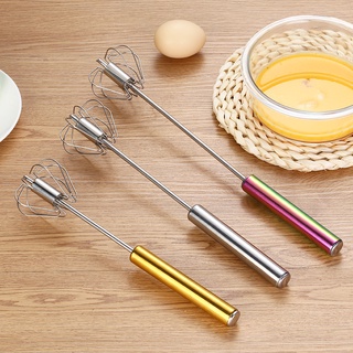 Batidor de huevos de acero inoxidable batidor mezclador mezclador de espuma girar mano empuje agitación utensilios de cocina herramienta de cocina