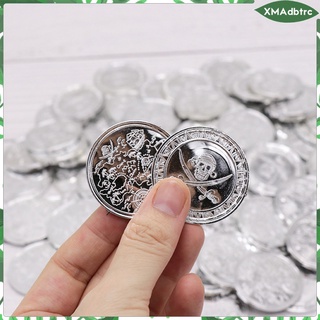 [xmadbtrc] Golden Pirate Plastic Coins, Pirate Treasure Pirate Gems, Plastic Coins, Silver And Gold Pirate Theme Parties