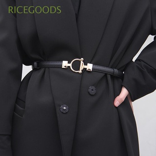 RICEGOODS Lujo Cinturón de PU Delgada Hebilla metálica Pretina Mujeres Pantalón Ajustable Moda Sencillo Vestir Cinturón/Multicolor