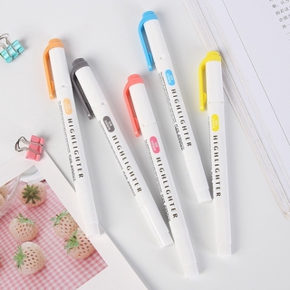 5Pcs/set Japanese Stationery Mild Liner Double Headed Highlighter Pen Marker Pen Children's Drawing Pen Stationery Supplies (2)