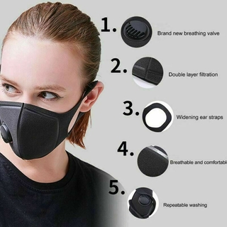 Mask Foldable Washable Mouth Muffle Breather Valve Reusable Double-layer (7)