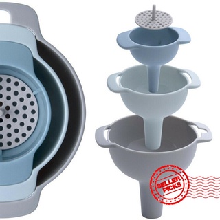 4 Pcs/Set Kitchen Plastic Funnel Set Multifunctional Filter Oil Funnel Liquid O4H6