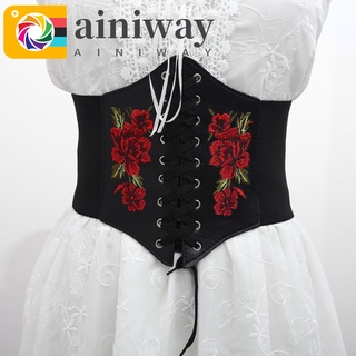 ainiway moda cintura popular femenina faja cinturón casual todo-partido retro delgado cintura flor decoración