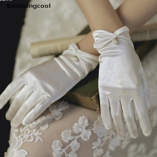 [bsc] guantes cortos de novia de boda para mujeres/guantes cortos de satén de dedo completo/longitud de muñeca/guantes de fiesta