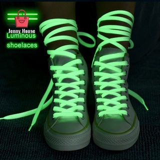 1 par de cordones luminosos planos zapatillas de deporte de lona zapato cordones brillan en la oscuridad Color noche fluorescente cordones