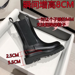[Spot] Rui Yin Belle Martin botas de mujer de cuero chimenea botas de suela gruesa Chelsea botas cortas otoño e invierno botas individuales botas de algodón