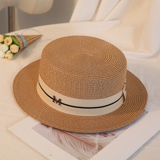 MZHat mujer verano británico ala plana sombrero de sol versión coreana de lo pequeño a lo largo del salvaje sombrero de sol sombrero de paja sombrero de playa