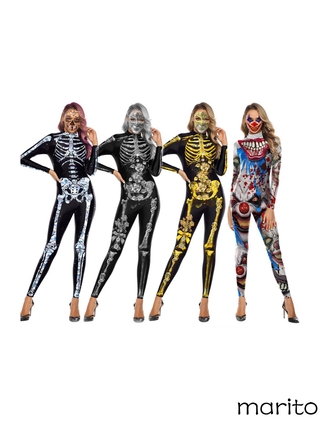 Aqq-3d esqueleto/calavera Halloween mono para Cosplay/disfraz/fiesta
