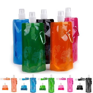 500ml Soft Foldable Water Bottle Bag Hiking Cycling Sports Portable Drinks Bag