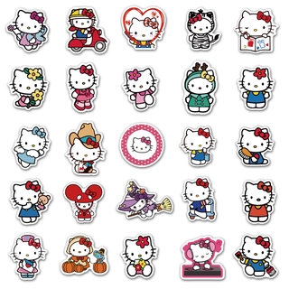 50 pegatinas de carácter coreano lindo de hello kitty, pegatinas de equipaje portátil impermeable diy (2)