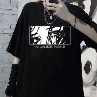 DiabloHarajuku Gothic Women's Top The empiness i see in my eyes printed loose T-shirt vintage fashion casual punk Streetwear