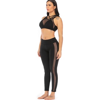 2 unids/set sexy hollowed cross spaghetti strap mujeres deportes yoga tops pantalones (8)