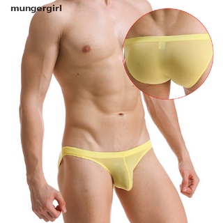 Mungergirl Men's Ice Silk Underwear Briefs Ultra thin Transparent Thong Low Rise Underpant MX