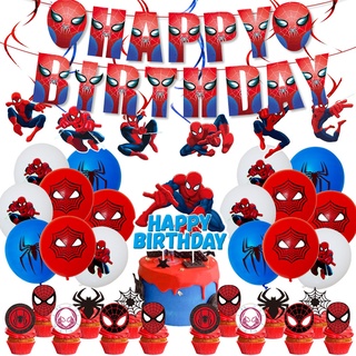 64pcs Marvel los vengadores superhéroe Spiderman tema fiesta decoración niños bebé fiesta de cumpleaños necesidades bandera tarta decoración niños regalo A