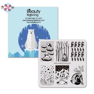 BEAUTYBIGBANG - placas cuadradas para estampado de uñas, oso Polar, zorro, pingüino, diseño de animales YD