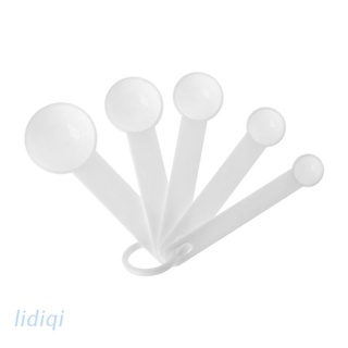 lidiqi - juego de 5 cucharas de medición de plástico blanco cucharada de utensilios de cocina (1)