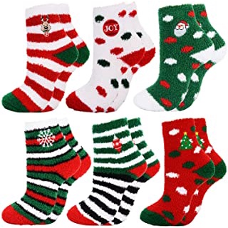 Kapmore - Calcetines navideños para Navidad, 6 pares de