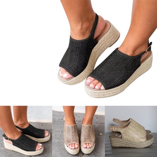 zapatos para mujer plataforma cuña peep toe tejido sandalias boca de pez zapatos para verano