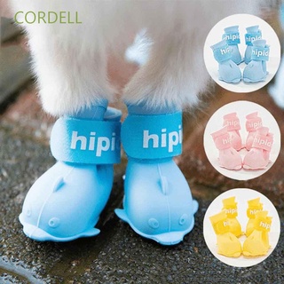CORDELL 4 piezas / paquete Botas de cachorro Proteger la pata Botas de lluvia para perros Calzado para gatos Suministros de mascotas Colores dulces Antideslizante Lindo Impermeable Para mascotas de tamaño pequeño Zapatos para perros/Multicolor