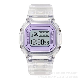 [Spot] Reloj de estilo simple correa electrónica transparente hombres y mujeres deportes impermeable reloj cuadrado transparente TD3D